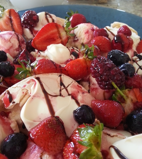 Summer Berries with Meringue and Balsamic